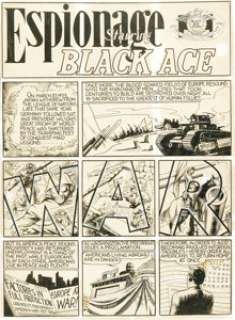 Will Eisner - Smash Comics #3, "Espionage Starring Black Ace" Title Page 1 Original Art (Quality, - | Heritage