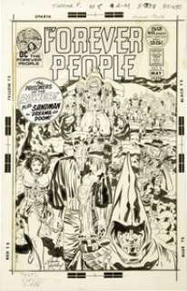 Jack Kirby and Mike Royer - Forever People #8 Cover Original Art (DC, 1972).  Those Fourth World free spirits, -