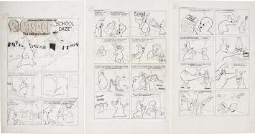 Dave Tendlar Harvey Comics Hits #61 Complete 6-page Casper Story Original Art (Harvey, 1952). Casper -