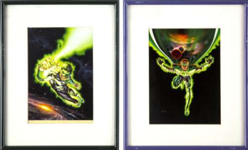 Joe Devito Green Lantern Masterpiece Set Chase Card Illustration Original Art, Group of 2 (Skybox, 1995). -