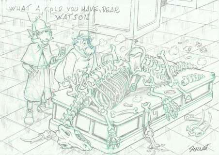 Bernat, Serrat - 1 Original drawing - Sherlock Holmes - Return to Jurassic Park museum | Catawiki