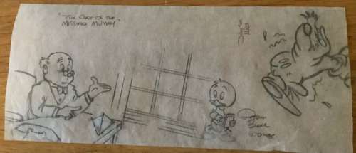 Patrick Block Dessin au crayon - Donald Duck - Voorstudie “The case of the missing mummy”
