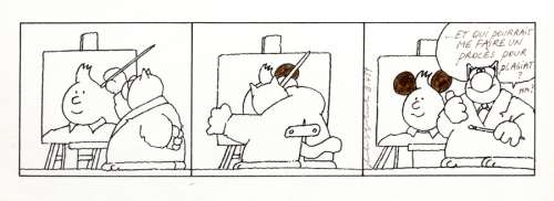 Geluck | Le Chat, strip n°459 Ã  l’encre de Chine (texte… | Millon