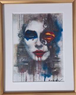 Emma Wildfang - 1 Monotype aux pastels, crayon et acrylique - Supergirl - 2024 | Catawiki
