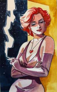 Candita, Giuseppe - 1 Original colour drawing - "Smoke girl " waiting my love - 2024 | Catawiki