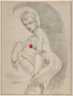 Mike Grell - Sigil From the Series ‘‘Bar Sinister‘‘ - Topless Half Human / Half Vampire Bat Chick Pencil Drawing - Signed *Adults Only*