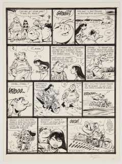 Conrad (Didier Conrad 1959-) et Yann (Yann Le Pennetier 1954-) - Les Innommables Tome 12. Au Sud-Ouest de Moscou. Planche originale (p.50). Signée au crayon par…