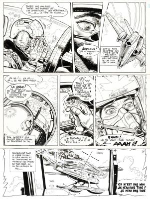 Albert Weinberg - Lot 497 - Dan Cooper, Target, planche originale à l’encre de chine pour cet album paru en 1985 chez Novedi.