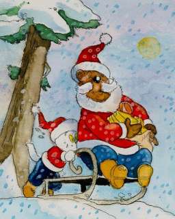 Marten Toonder Studio’s - 1 Original colour drawing - Bommel en Tom Poes - Een heer als kerstman met een hulp kerstman - (jaren 1980) | Catawiki
