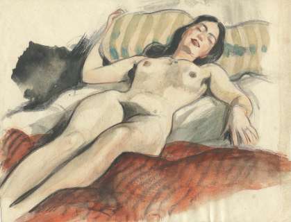 Jijé | Nu Privé, illustration Ã  l’aquarelle et au… | Millon