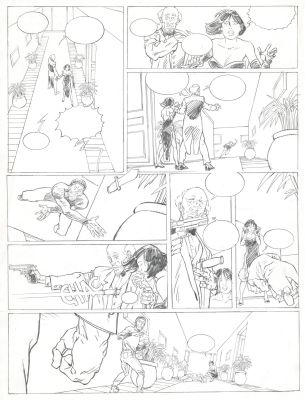 Hirn | Lot 402 - Le pouvoir des innocents, Sergent Logan, planche originale à la mine de plomb. On joint la mise en couleurs. | Septimus