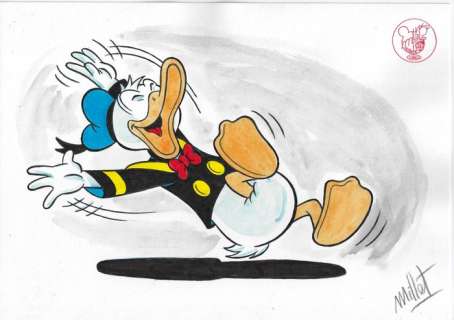 Millet - 1 Original colour drawing - Donald Duck - Vintage Style | Catawiki