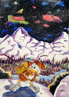 Julian Jordan - 1 Original colour drawing - Scrooge McDuck - "Far Mountains" | Catawiki