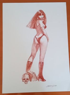 Sanjulian - 1 Original drawing - Vampirella - Sexy Vampirella Red | Catawiki