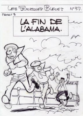 Lambil, Willy - 1 Original drawing - Les Tuniques Bleues - projet de couverture de Duel dans la Mancheh - 1995 | Catawiki