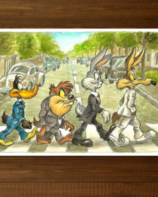 Joan Vizcarra - Œuvre originale - Looney Tunes Abbey Road – The Beatles - Hand Signed | Catawiki