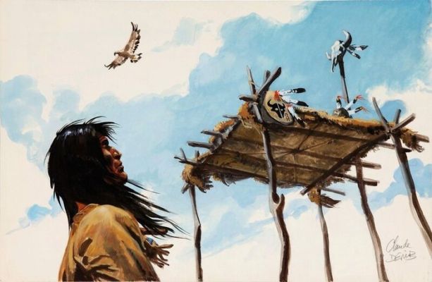 Derib (Claude De Ribaupierre) - 1 Original colour drawing - La Grande saga indienne - 1984 | Catawiki