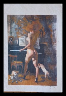 Emma Wildfang - 1 Monotype original en couleur - Original artwork "An Audience of Two" - Echoes of the Fin de Siècle Edition | Catawiki