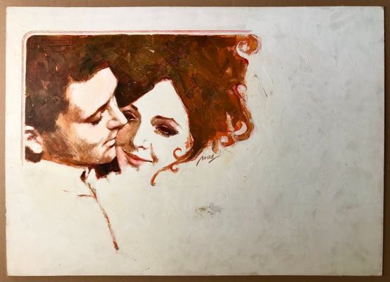 Félix Mas - 1 Original colour drawing - Romántica - House of storm - 1973 | Catawiki