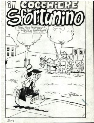 Colantuoni, Tiberio - 16 Original page - Tiramolla #3 - "IL cocchiere Sfortunino" - Storia originale completa - 1967