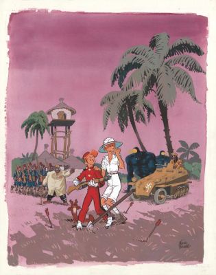 Olivier Schwartz | Illustration originale : Purple Jungle - Le Maître des hosties noires - Une Aventure de Spirou et Fantasio | Daniel Maghen