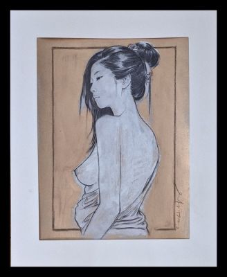 Emma Wildfang - 1 Original colour drawing - "The Geisha’s Dream" - Series " Gilded Fragments " - 2025 | Catawiki