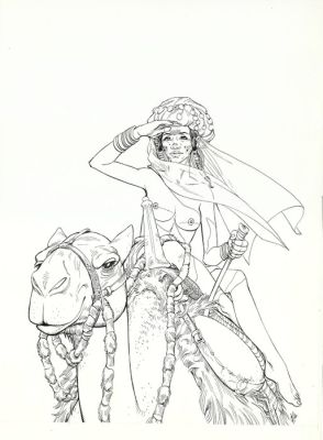 Mundet - 1 Original drawing - sexy girl - wild desert - Erotic - Signed | Catawiki