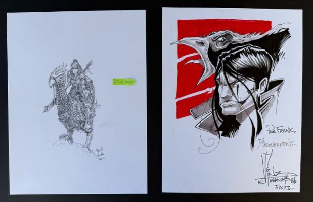 Patrick Sander - Vinz El Tabanas - 2 Original drawing - Fantasy Rider - The Raven | Catawiki