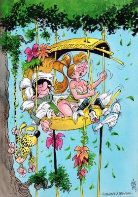 Gürsel, Gürçan - 1 Original colour drawing - Hommage à Franquin - 2026 | Catawiki
