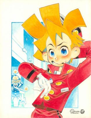 Hiroyuki Ooshima | Illustration originale, "Spirou en retard" - Spirou et Fantasio à Tokyo - Spirou et Fantasio | Daniel Maghen