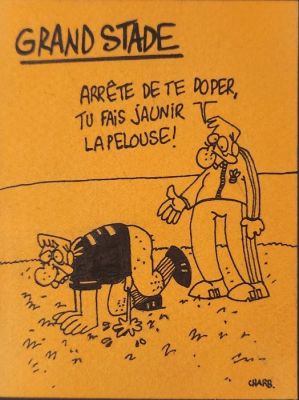 Charb (Charbonnier, Stéphane) - 1 Original drawing - Charlie Hebdo - Grand stade - 1997 | Catawiki