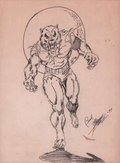 George Perez - Man-Wolf Pencil & Ink Art - Signed - 1977