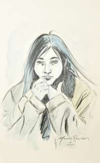 MARC RENIER (Né en 1955). Black Hill‘s. Crayon et aquarelle. Signé et daté 2002. [...]