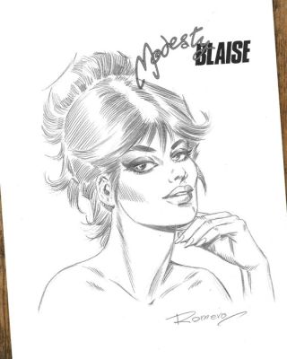 Romero, Enric Badia - Modesty Blaise - Original Pencil Drawing – Hand Signed | Catawiki