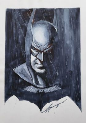 Daniel Azconegui - 1 Original colour drawing - Batman - Portrait + CoA - 2018 | Catawiki