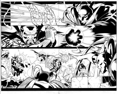 Dexter Vines, Ed McGuinness Jr. | Hulk #11 P12-13 Dps (4 Dr Stranges Battle Baron Mordo As Clea Watches!) 2009 | Romitaman