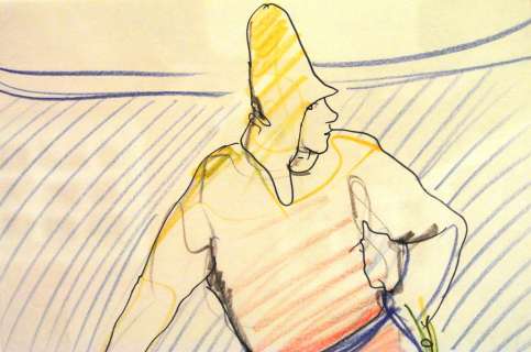 MOEBIUS - DESSIN ENCADRE SIGNE Dessin Ã  l’encre et crayon de couleur réalisé pour [...] | Arthema Auction