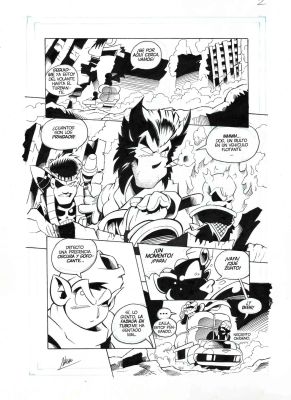 Nacho Fernández | Original page: Dragon Fall #39 with Wolverine, Ghost Rider & Punisher – Nacho + Dedicated Dragon Fall comic #2 | Origin Of Comics