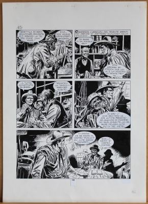 Jose Ortiz | Tavola originale per MAXY TEX 11 ‘Il cacciatore di fossili’. Cm. 36,5 x 51. SBE 1997. Pag. 166. | Art e Fumetto