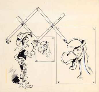 Morris | Lucky Luke, illustration à l’encre de Chine et… | Millon