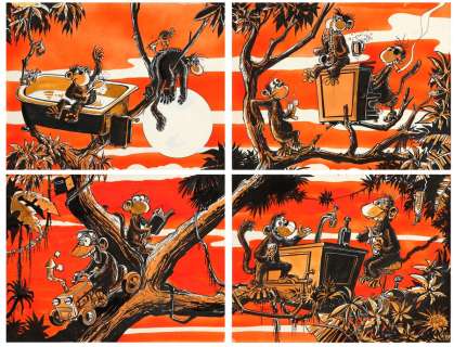 Ptiluc - Lot 507 - Ensemble de 4 illustrations à l‘encre de Chine,…