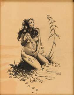 Bruce Jones - Nude Woman with Flowers in her Hair (undated) Fantasy artist Bruce Jones turns his classical -