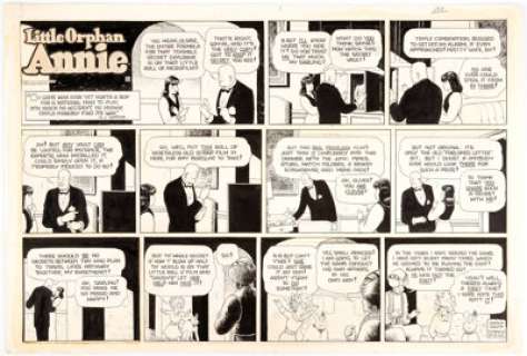 Harold Gray Little Orphan Annie Sunday Comic Strip Original Art dated 10-2-66 (Chicago Tribune, 1966)....