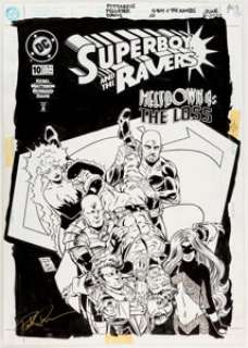 Paul Pelletier and Dan Davis Superboy and the Ravers #10 Cover Original Art Cover (DC, 1997)....