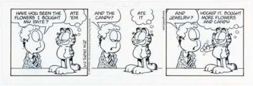 Jim Davis Garfield Daily Comic Strip Original Art dated 2-14-98 (PAWS/Universal Feature Syndicate, 1998)... | Heritage