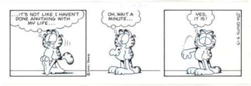 Jim Davis Garfield Daily Comic Strip Original Art dated 3-13-01 (United Feature Syndicate, 2001).... | Heritage