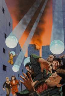  - Terry Oakes Sinister Barrier Paperback Novel Cover Painting Original Art (Methuen, 1986)....