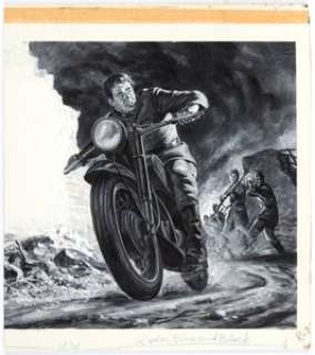 Unknown Artist Escape under Fire Original Art (c. 1950s-60s). Splendid job of virile high-adventure art, here. In - | Heritage