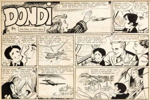 Irwin Hasen Dondi Sunday Comic Strip Original Art dated 2-12-56 (Chicago Tribune, 1956). Produced in ink over -