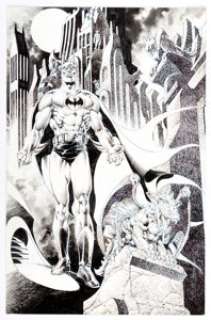 Rudy Nebres - Batman Illustration Original Art . An incredible Dark Knight composition full of sky-high details by - | Heritage